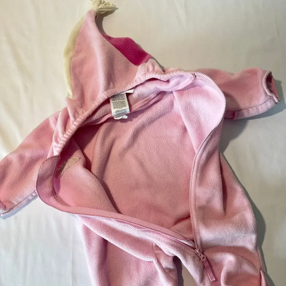 Columbia Pink Winter Zip Up Winter Fleece Bunting w/ Sock Hat Tassel Sz 6 mo